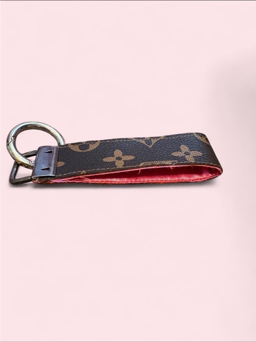 Monogram Pattern Leather Key Fob - Brown - Picture 3 of 3